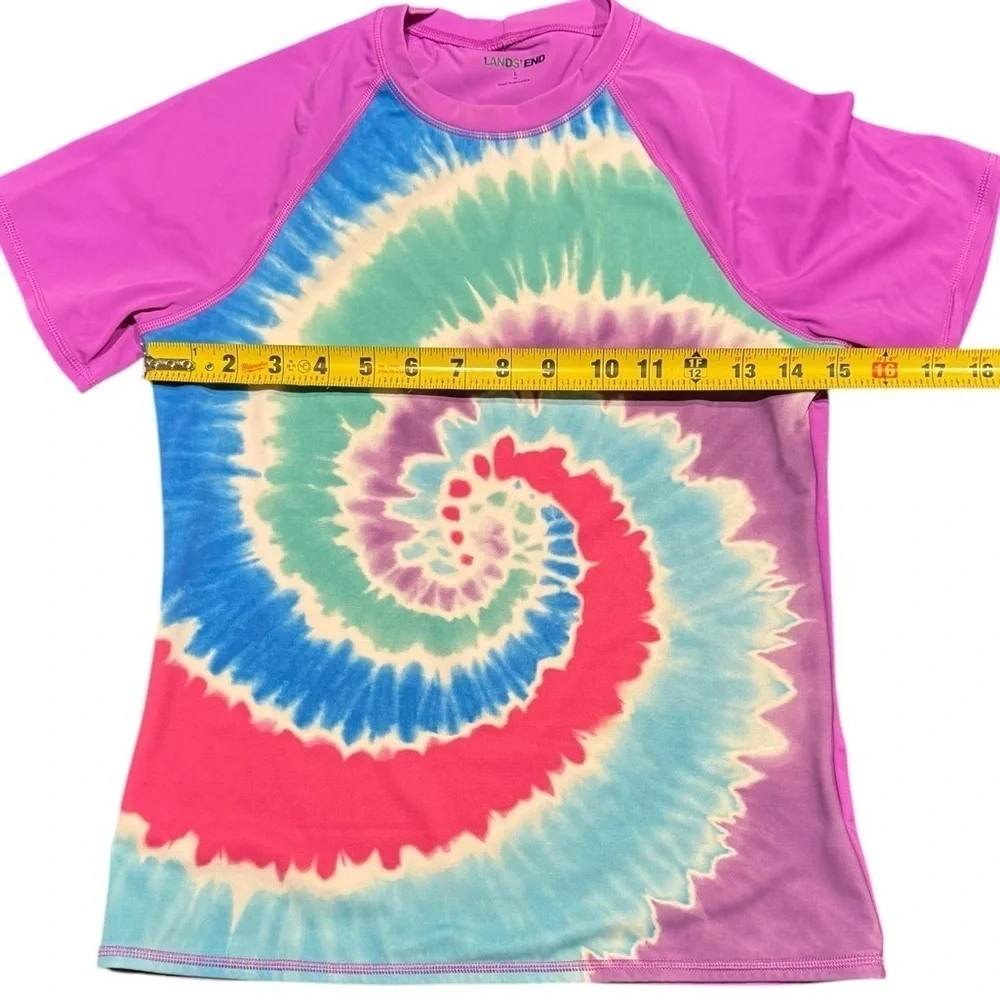 Land’s End Girls Rashguard Short Sleeve Toe Dye Girl’s Size 14 L